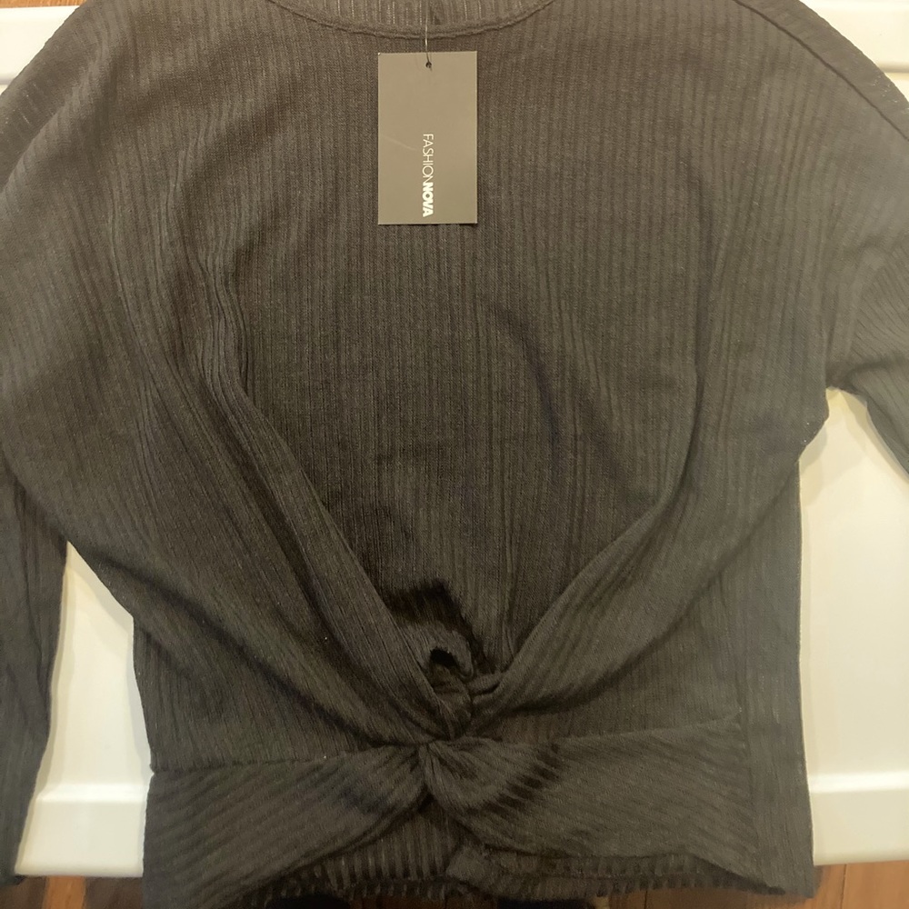 New FashionNova Twist-Front Sheer Top